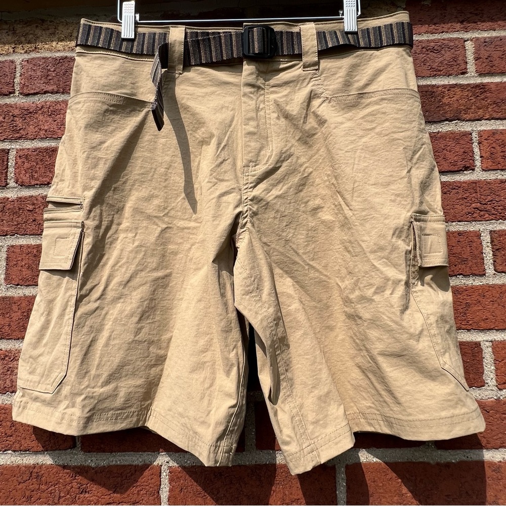 Orvis Mens Lightweight Tech Cargo Short Belted Tan Khaki Size 32 NWOT